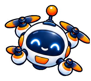 DroneReady mascot, pose happy