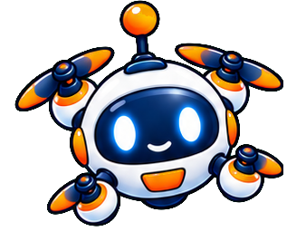 DroneReady mascot, pose smile alt